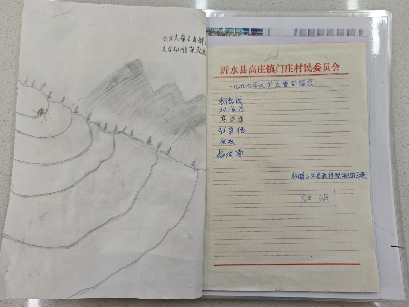 鄉村書房里那本《門莊歷年學生合集》扉頁已經泛黃。沂水縣委宣傳部供圖