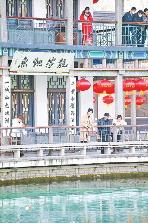 春意濃濃！五龍潭畔柳樹冒新芽